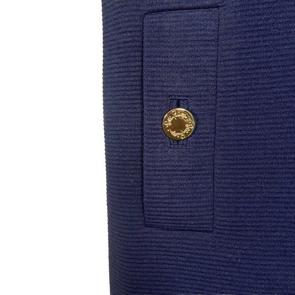 Lilly Pulitzer Charlena Navy Blue Shift Dress Size XXS Gold Button Ribbed Resort - Picture 3 of 9
